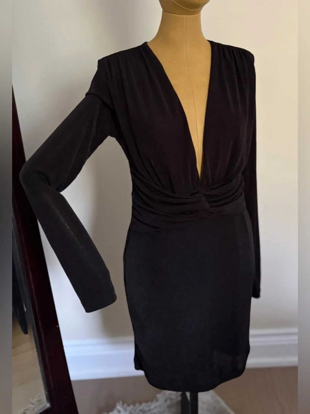 empire waist black dress V-Neck Long Jersey Prom Dress with Empire Waist PromGirl